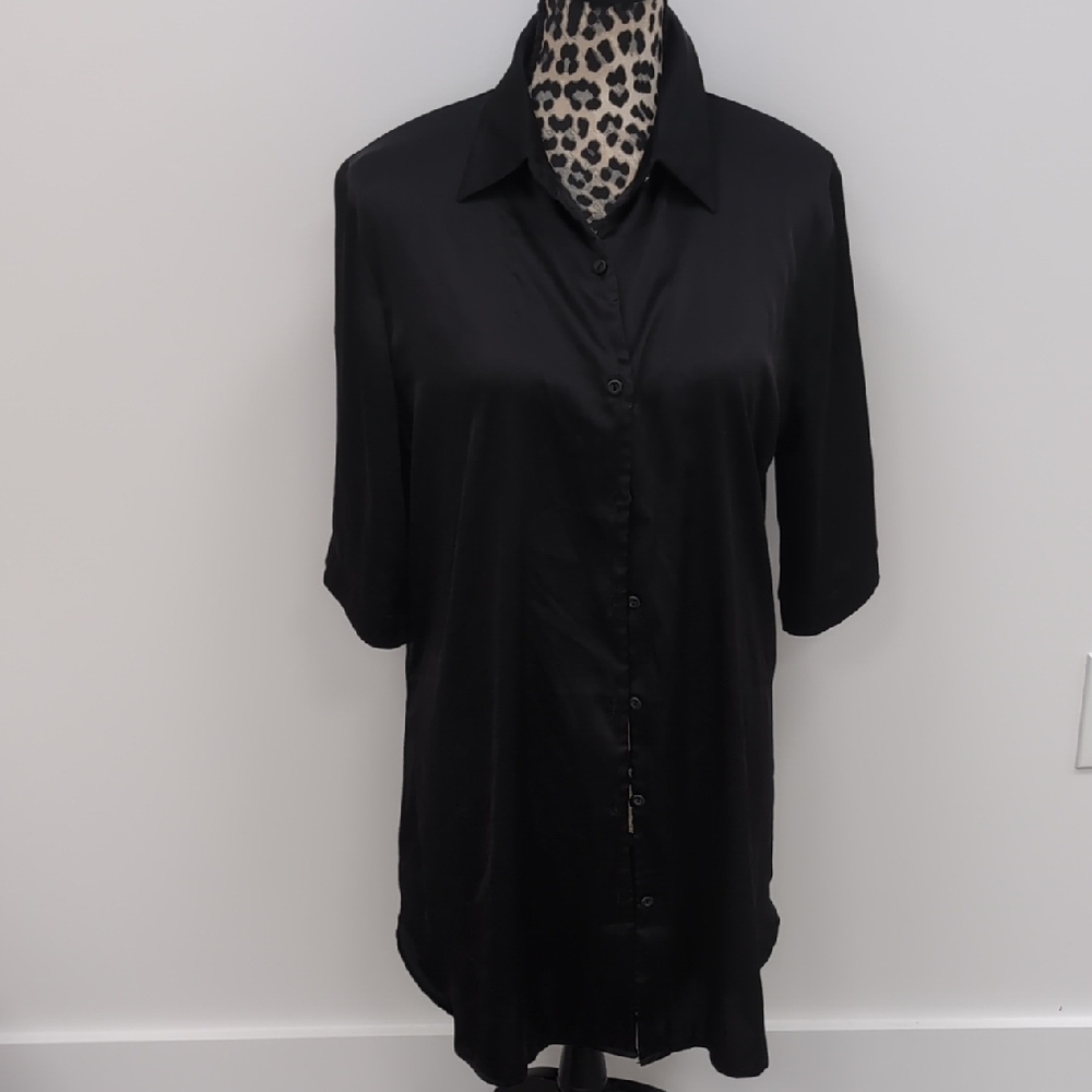 Ekouaer Black Satin Pajamas